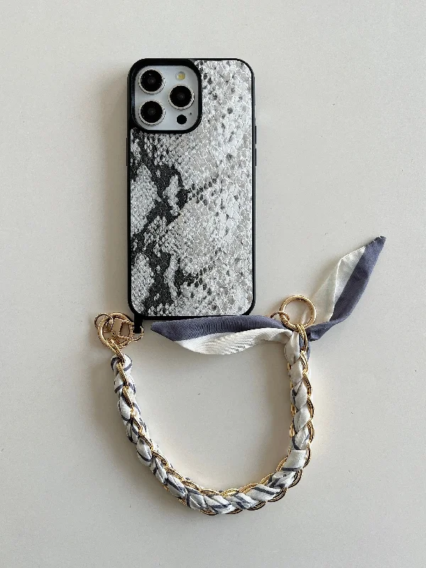 Snake Skin Holograpic iPhone Case With Anti Fall Hand Bracelet