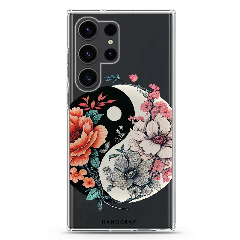 Floral & Tai Chi Samsung Galaxy 水晶透明保護殼