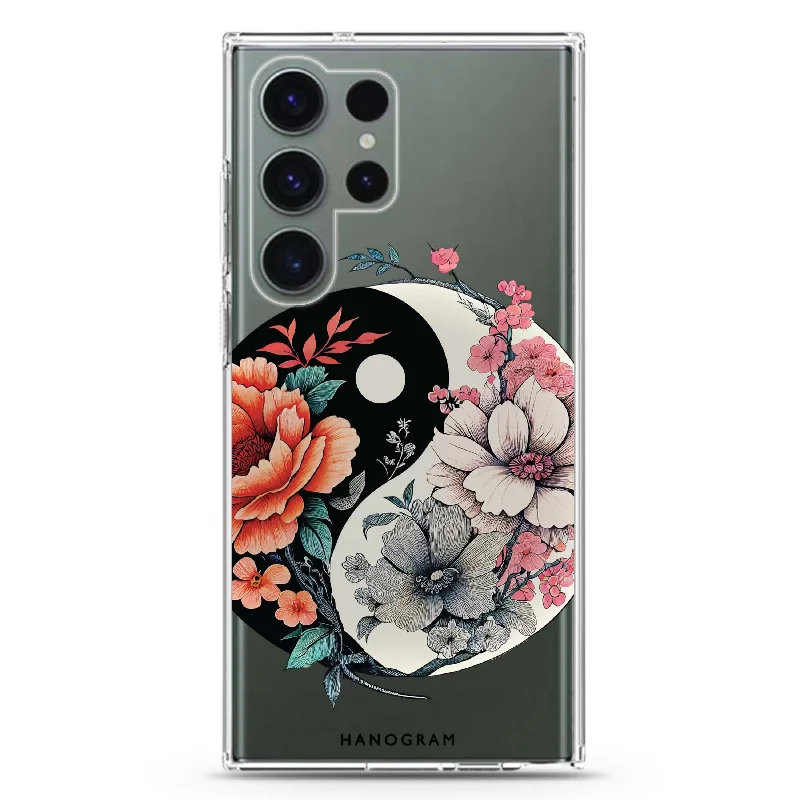 Floral & Tai Chi Samsung Galaxy 水晶透明保護殼