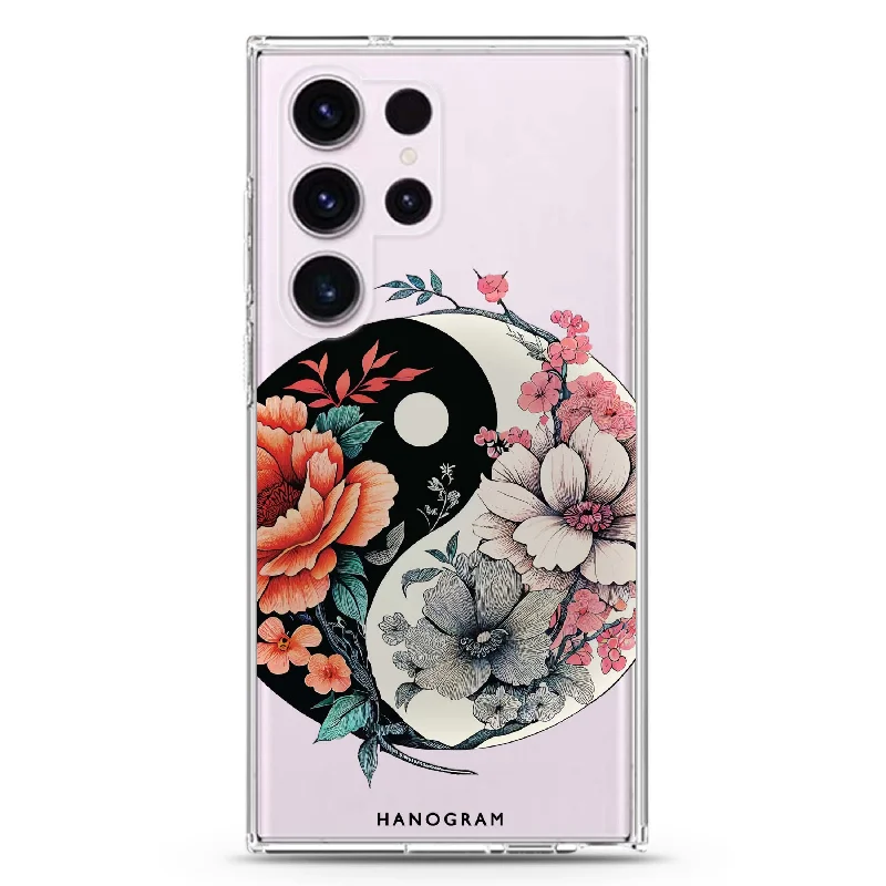 Floral & Tai Chi Samsung Galaxy 水晶透明保護殼