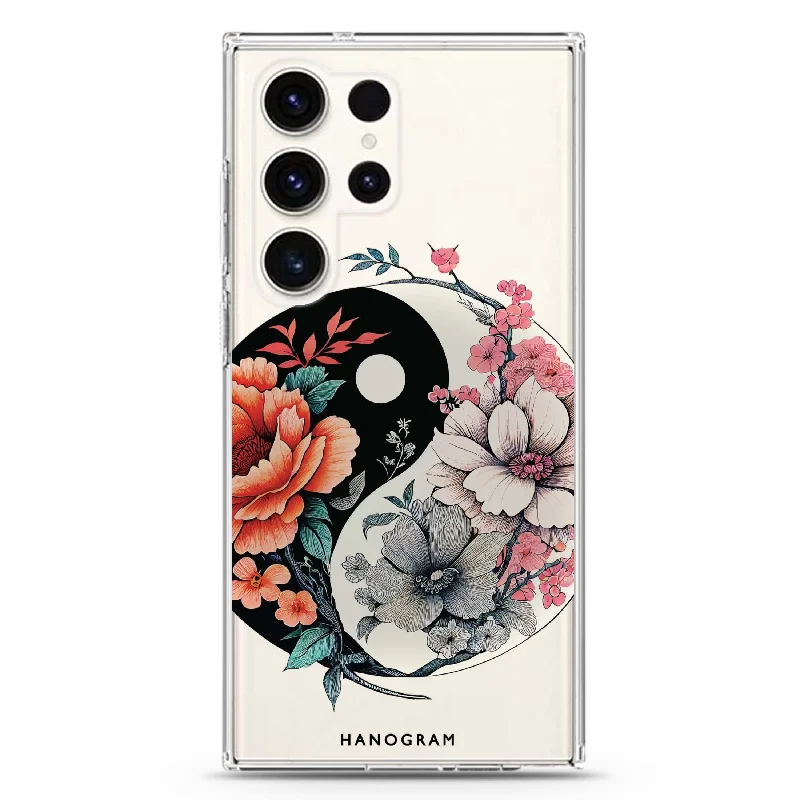 Floral & Tai Chi Samsung Galaxy 水晶透明保護殼